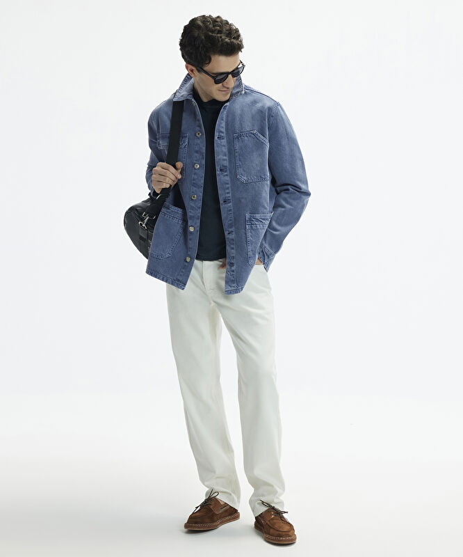 Non-Denim Gömlek Yaka Dört Cepli Düğmeli Ceket