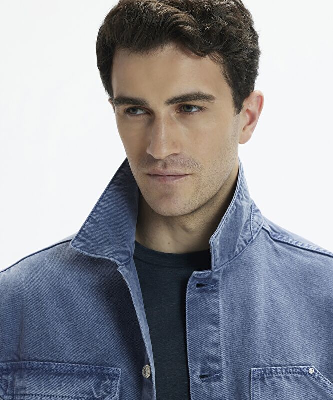 Non-Denim Gömlek Yaka Dört Cepli Düğmeli Ceket