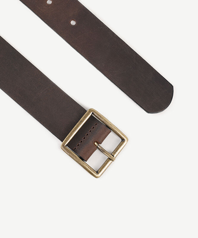 Eskitme Görünümlü Deri Kemer