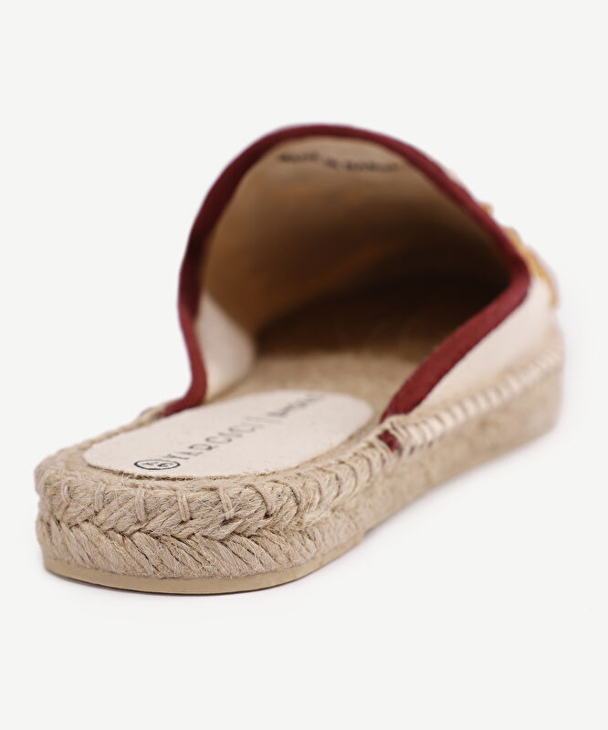 Kanvas Üzerine Güneş Sembolü Nakış Espadril Terlik