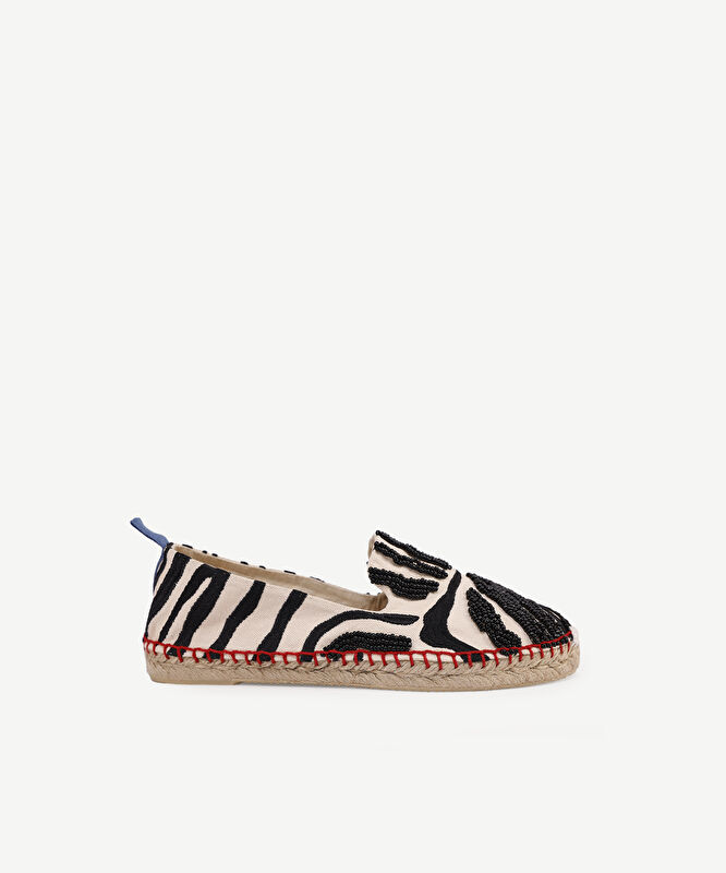 Kanvas Üzerine Zebra Nakışlı Espadril