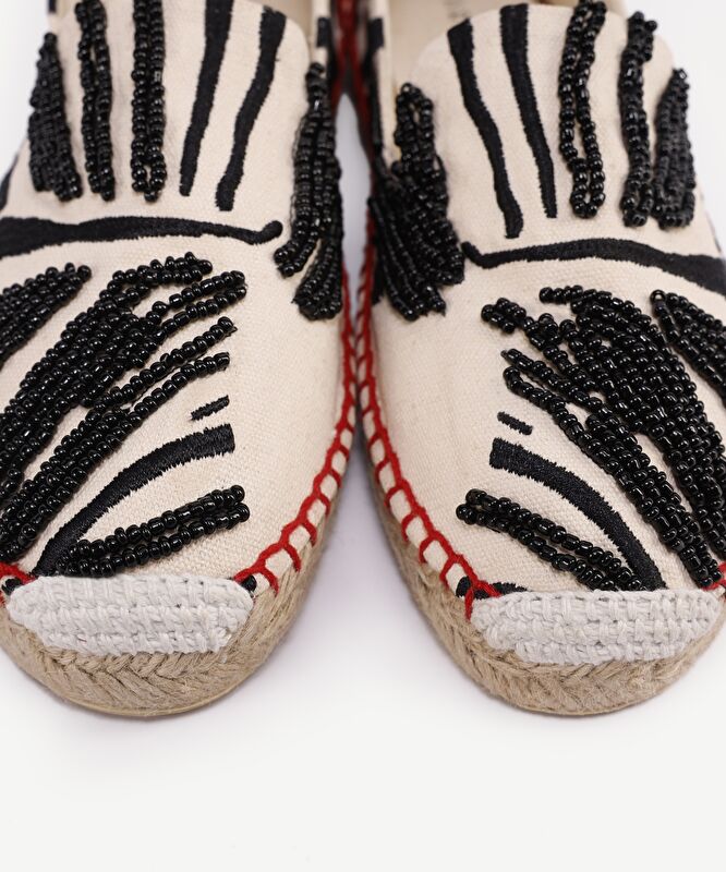 Kanvas Üzerine Zebra Nakışlı Espadril