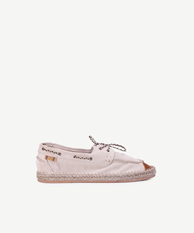 Bağ Detaylı Maskülen Deri Espadril
