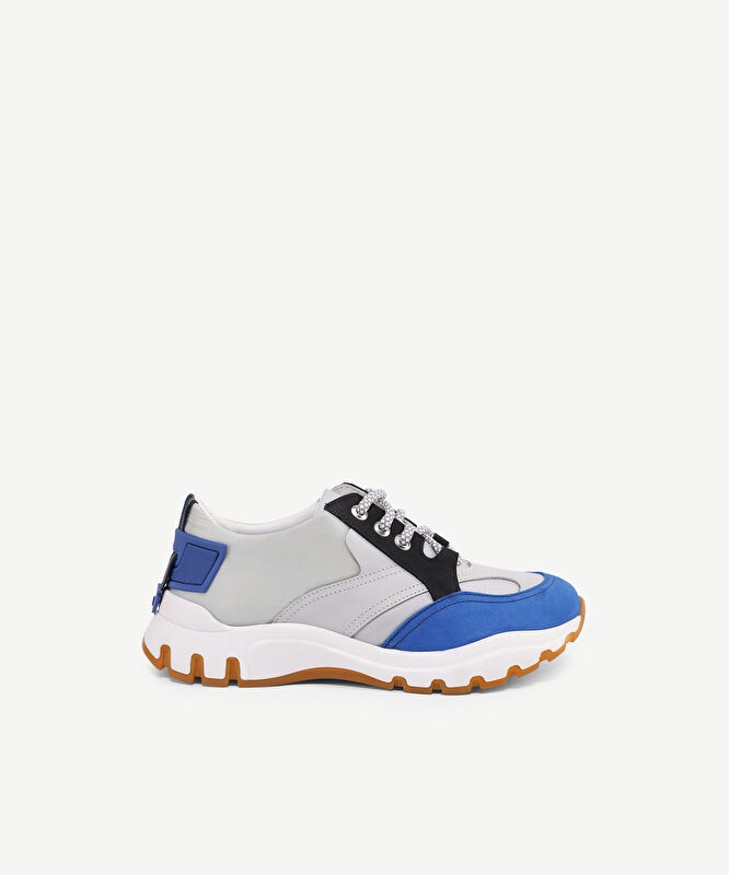Deri Kumaş Karışımı Kalın Taban Sneakers