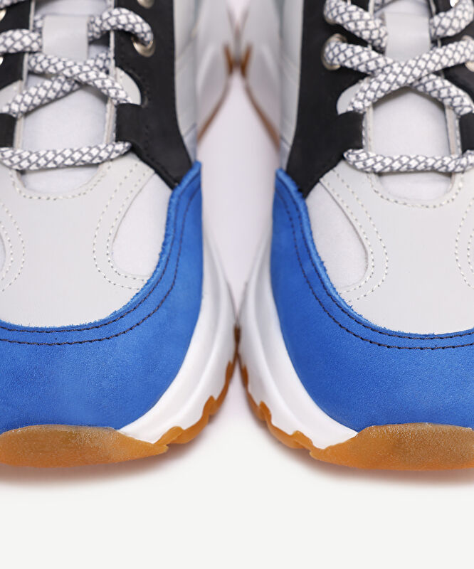 Deri Kumaş Karışımı Kalın Taban Sneakers