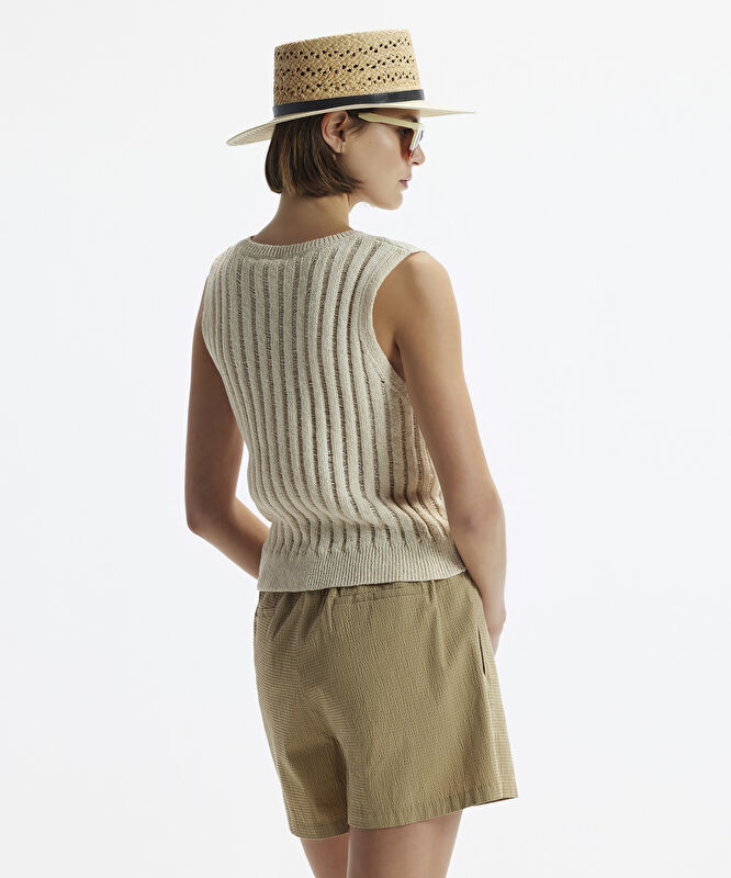 Yan Cepli Kemerli Şort