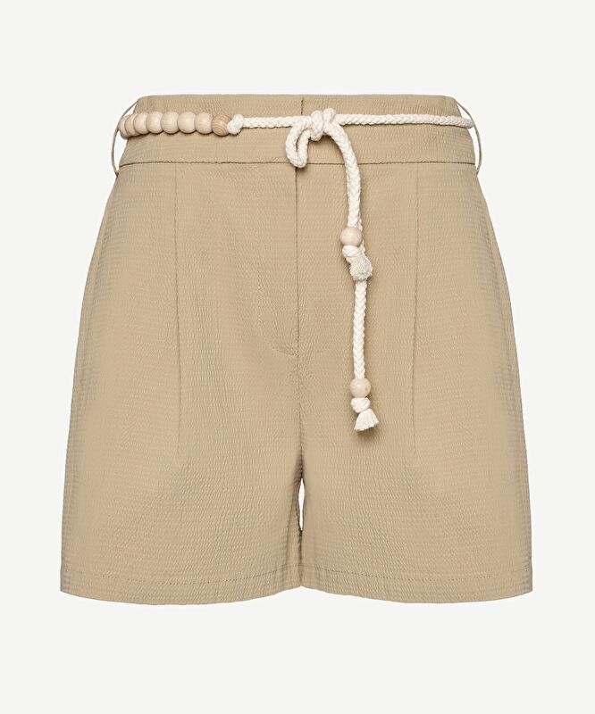 Yan Cepli Kemerli Şort