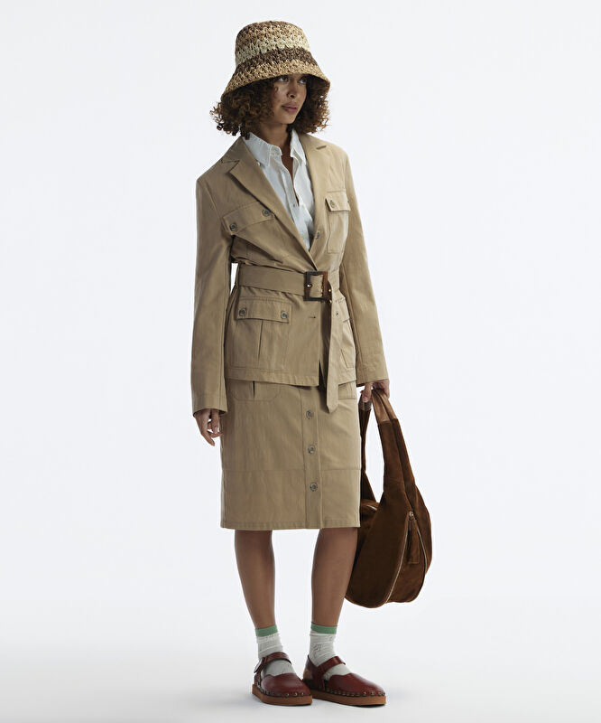 Kırlangıç Yaka Kemerli Safari Ceket