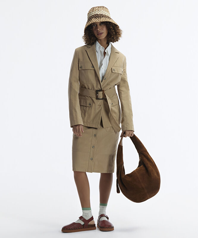 Kırlangıç Yaka Kemerli Safari Ceket