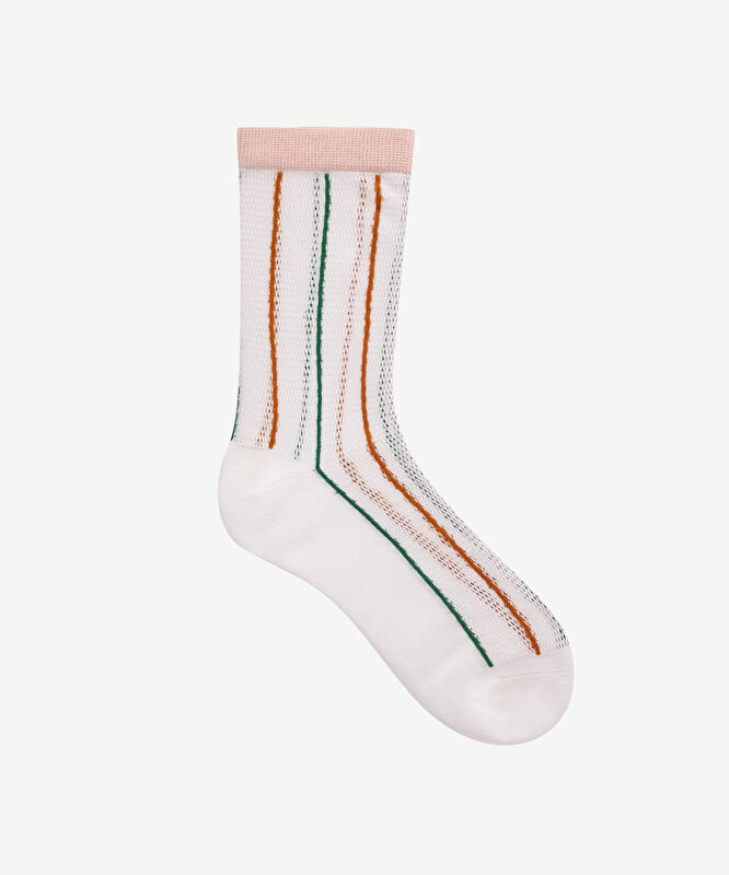 Şerit Detaylı Çizgili Çorap