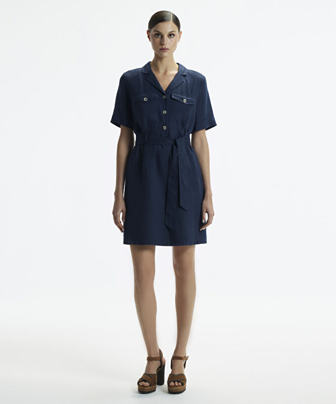 Ceket Yaka Kısa Kol Elbise