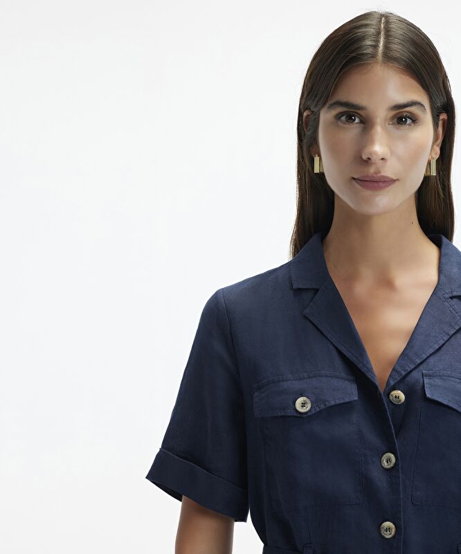 Ceket Yaka Kısa Kol Elbise