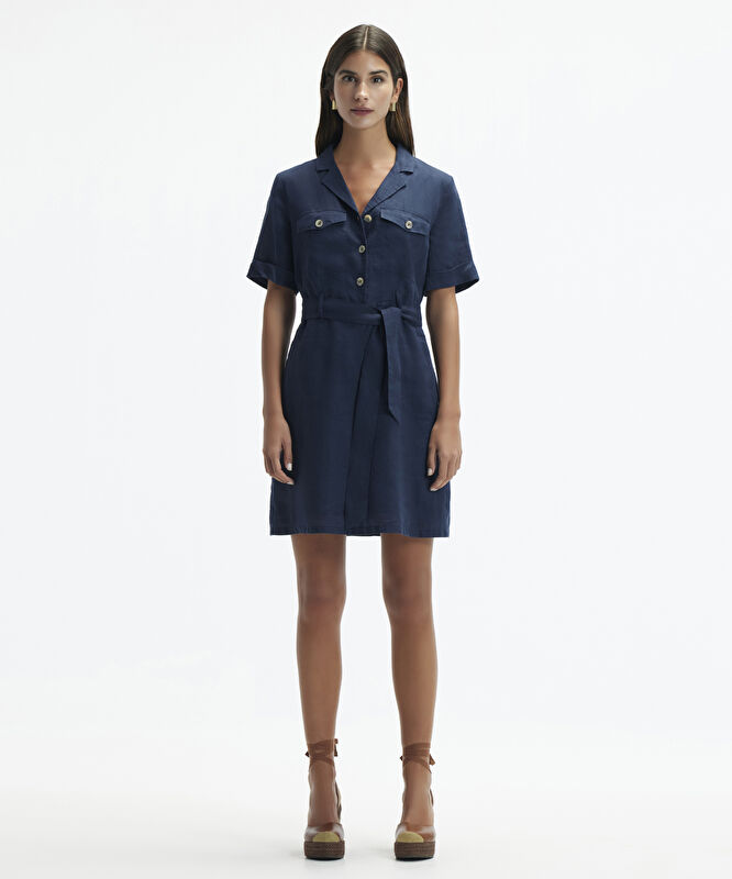 Ceket Yaka Kısa Kol Elbise