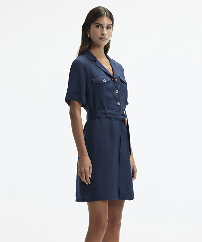 Ceket Yaka Kısa Kol Elbise