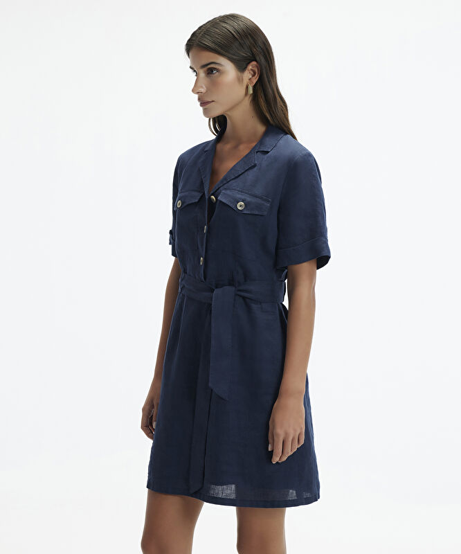 Ceket Yaka Kısa Kol Elbise