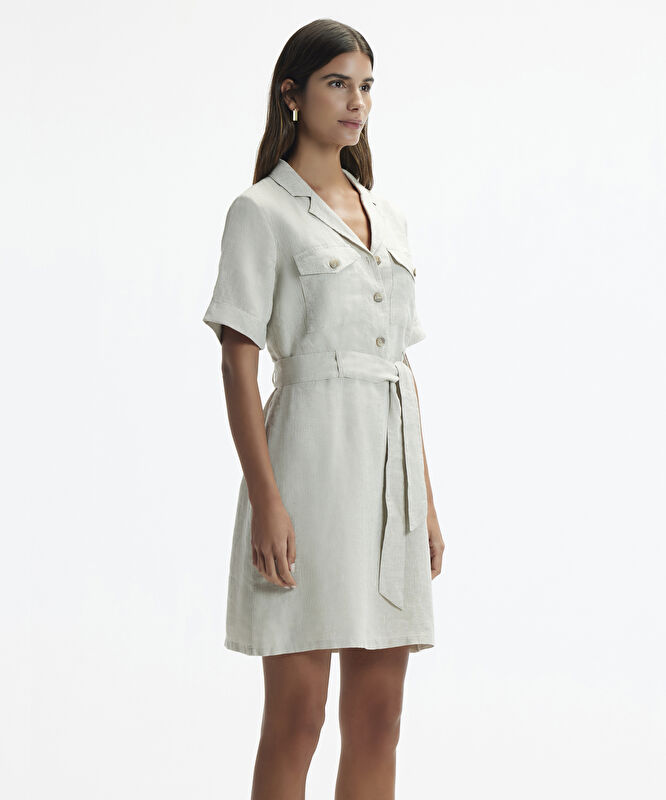 Ceket Yaka Kısa Kol Elbise