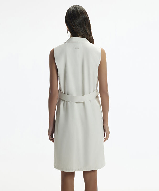 Cep Detaylı Kemerli Diz Üstü Elbise