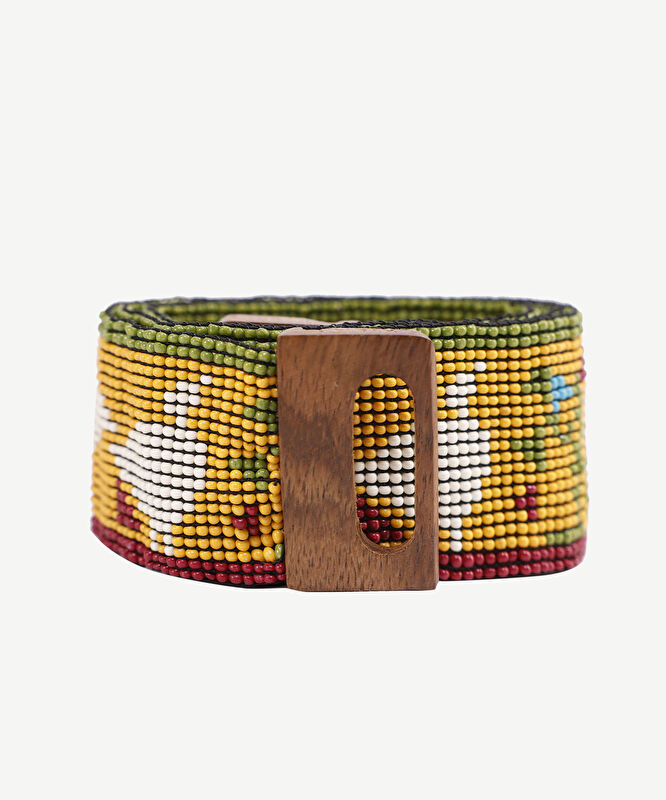 Nubiya Desenli Elastik Boncuk Kemer