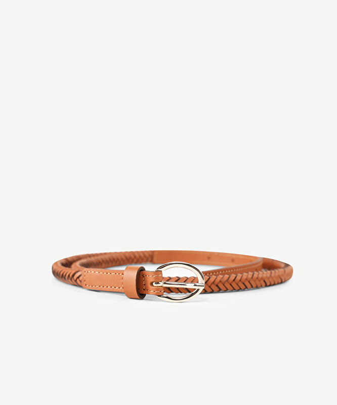 İnce Örgülü Deri Kemer