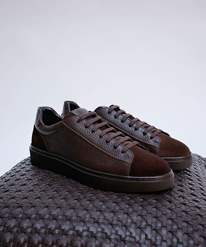 Süet Detaylı Deri Spor Ayakkabı