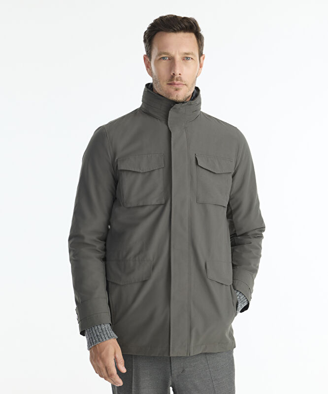 Regular Dik Yaka Uzun Kol Yağmurluk