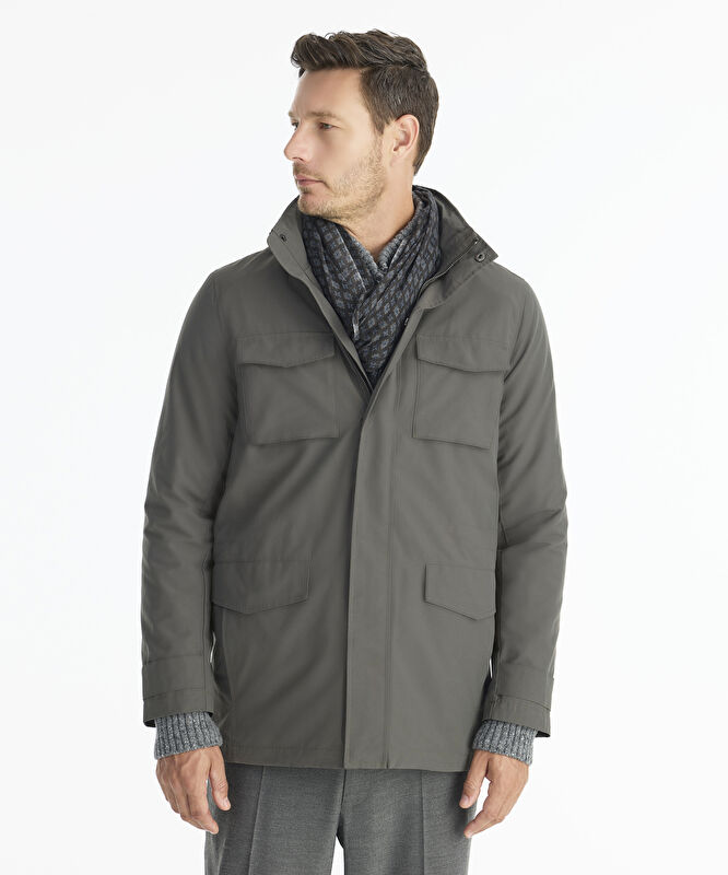 Regular Dik Yaka Uzun Kol Yağmurluk