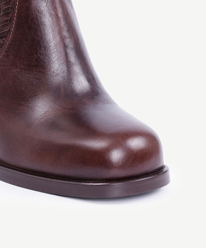 Lastikli Deri Topuklu Bot