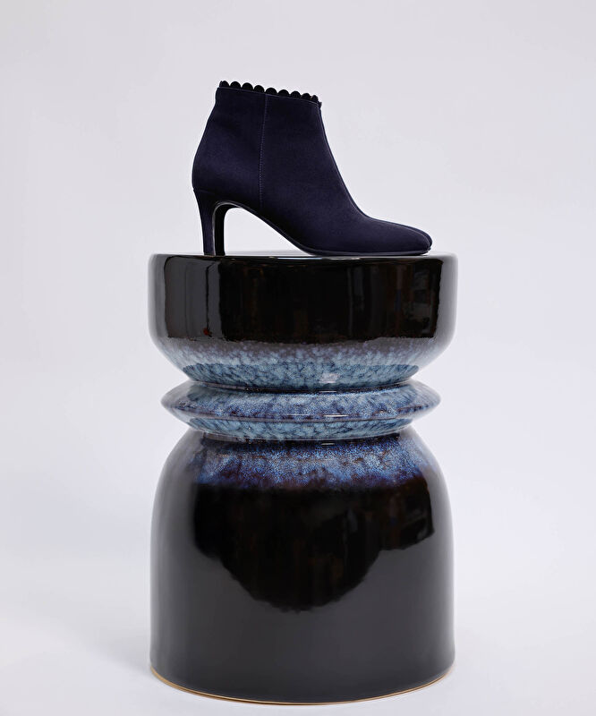 Fermuarlı Deri Topuklu Ayakkabı