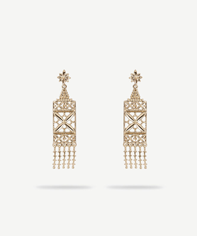 Uzun Sallantılı Gold Küpe