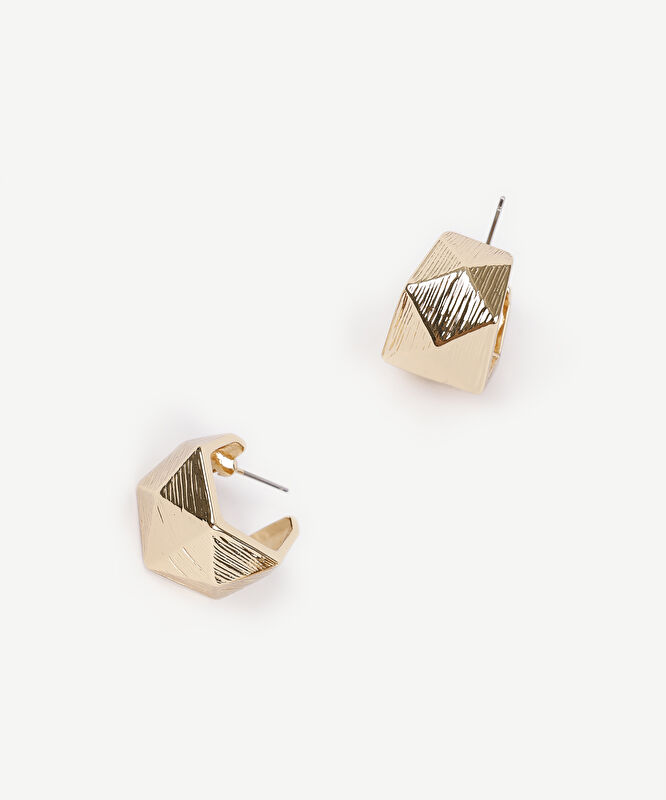 Geometrik Formlu Gold Küpe
