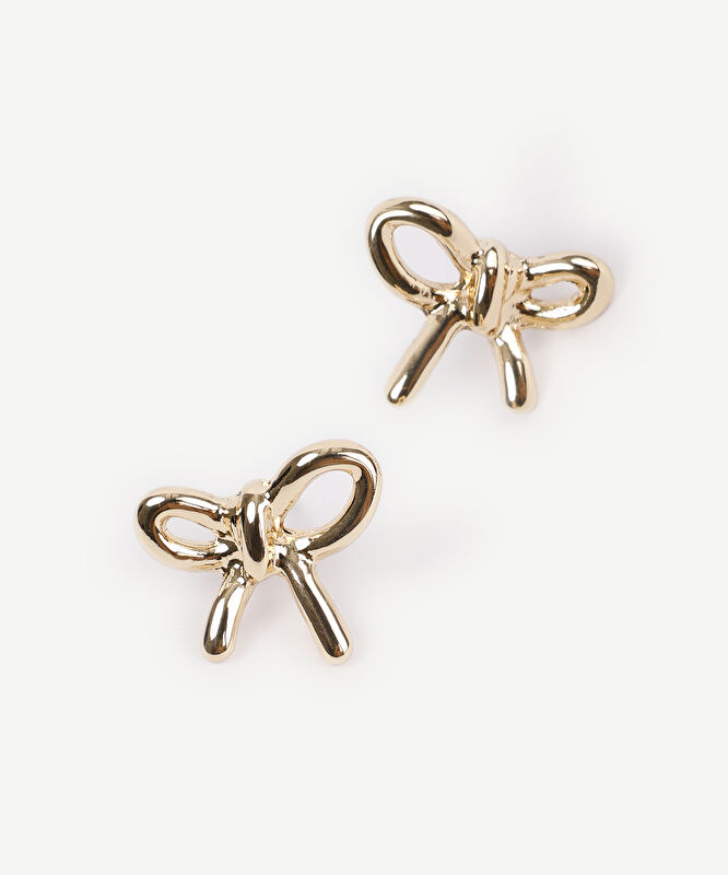 Fiyonk Formlu Gold Küpe