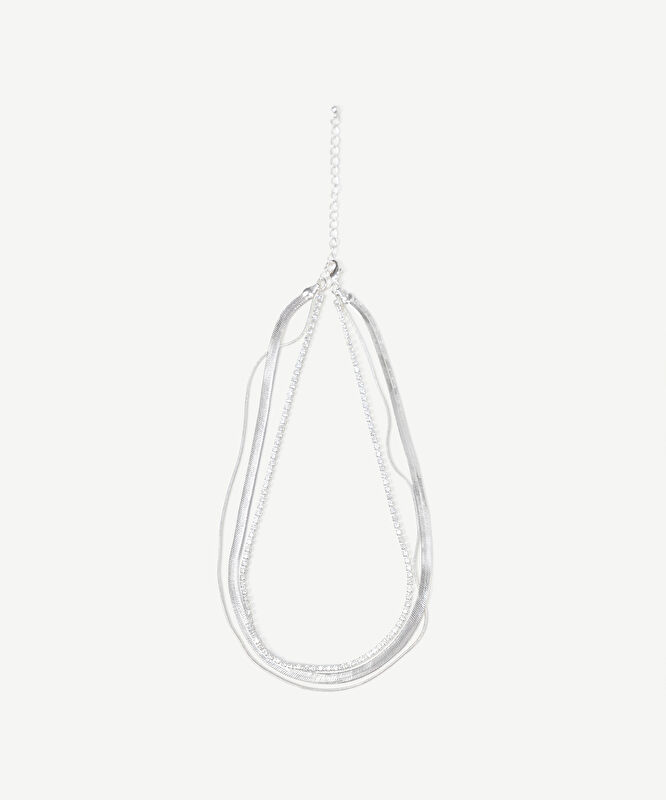 Çok Sıralı Silver Kolye