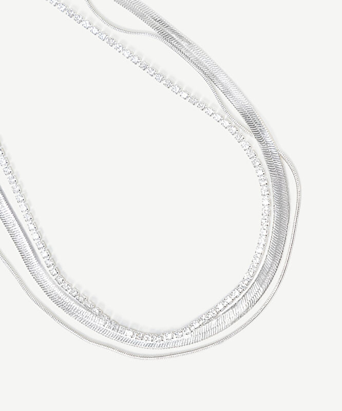 Çok Sıralı Silver Kolye