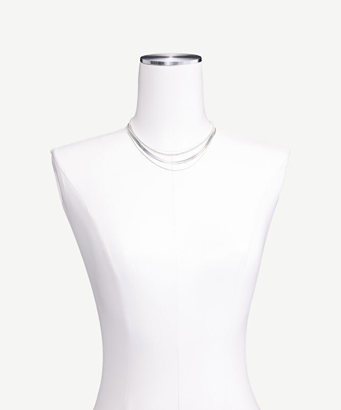 Çok Sıralı Silver Kolye