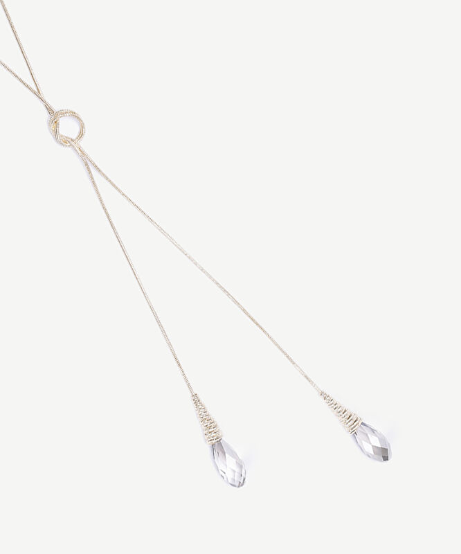 Cam Taş Detaylı Uzun Kolye