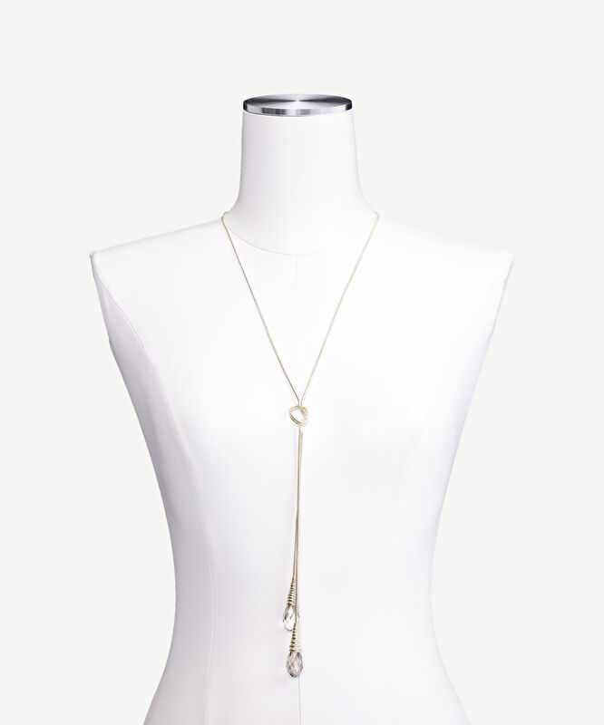 Cam Taş Detaylı Uzun Kolye