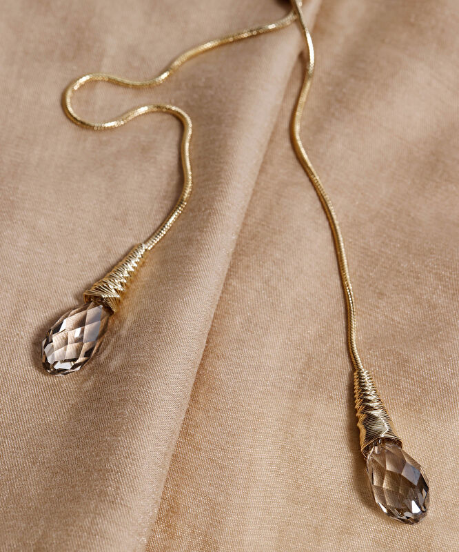 Cam Taş Detaylı Uzun Kolye