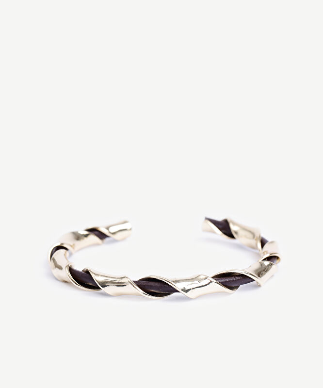 Deri Detaylı Cuff Bileklik