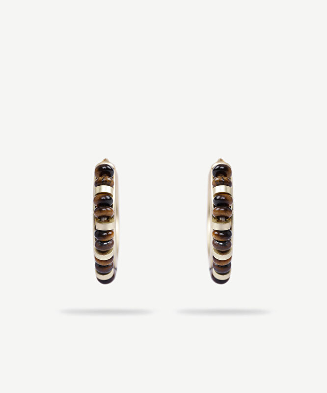 Doğal Taş Detaylı Halka Küpe