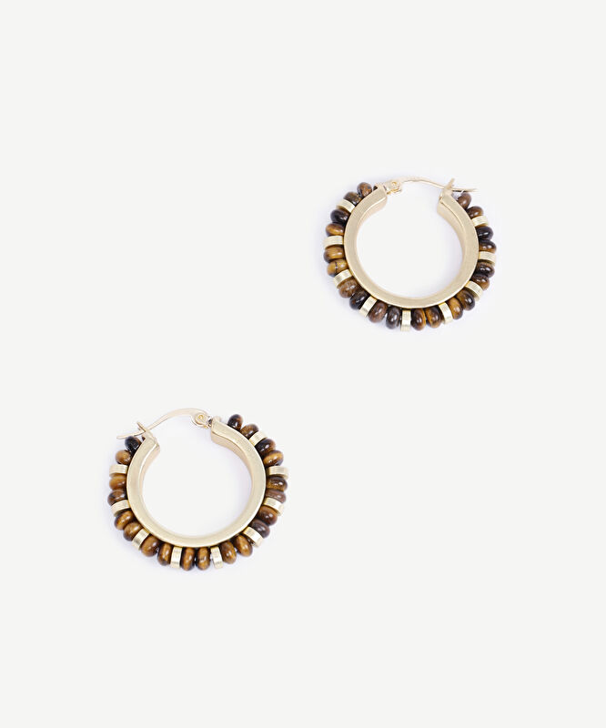 Doğal Taş Detaylı Halka Küpe