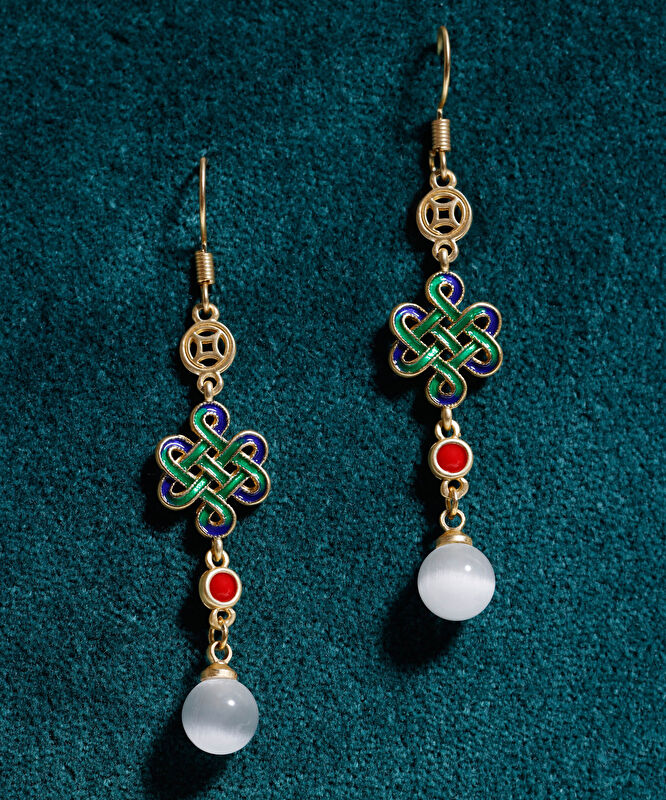 Doğal Taş Detaylı Uzun Küpe