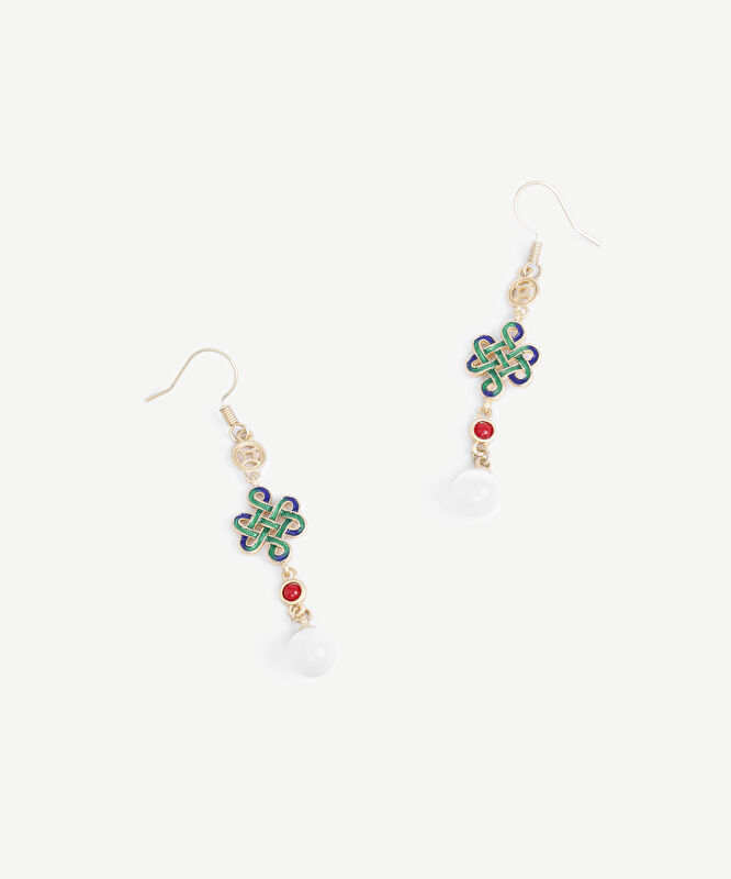 Doğal Taş Detaylı Uzun Küpe