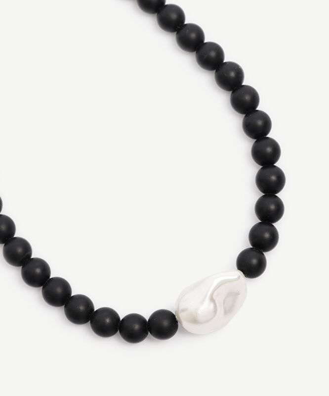 Oniks Taşı Ve Mayorka İnci Detaylı Kolye