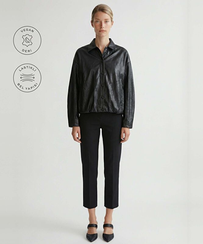 Geniş Gömlek Yaka Uzun Kol Ceket