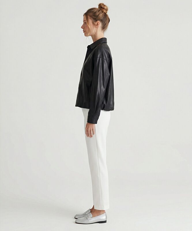 Geniş Gömlek Yaka Uzun Kol Ceket