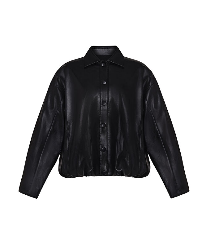 Geniş Gömlek Yaka Uzun Kol Ceket