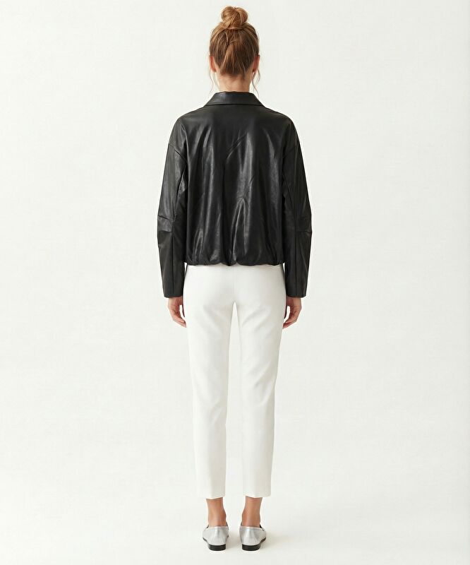 Geniş Gömlek Yaka Uzun Kol Ceket