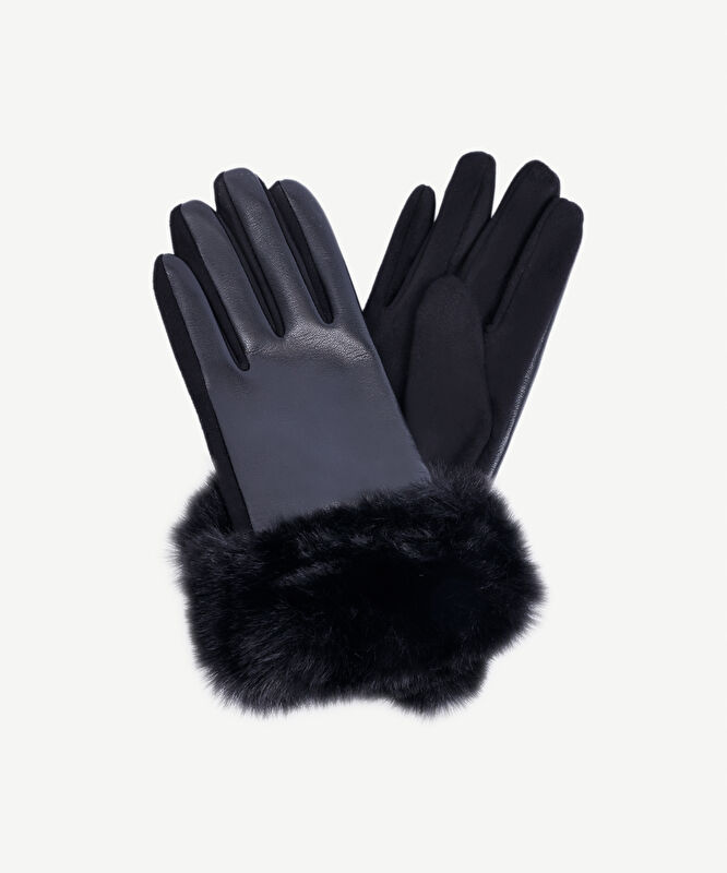 Bileği Kürklü Pu Eldiven