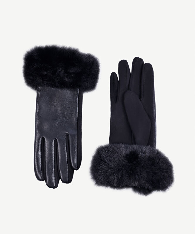 Bileği Kürklü Pu Eldiven