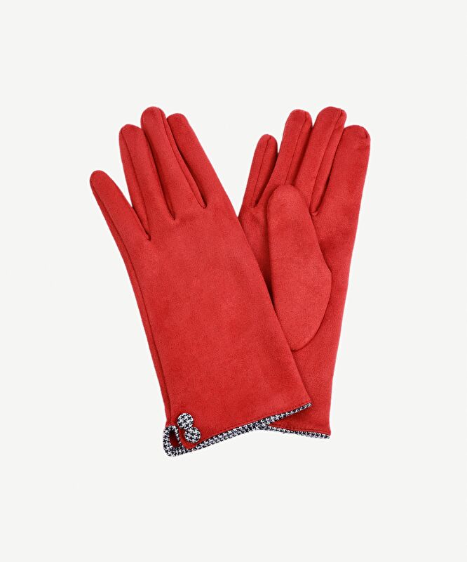 Düğme Detaylı Ağzı Biyeli Eldiven